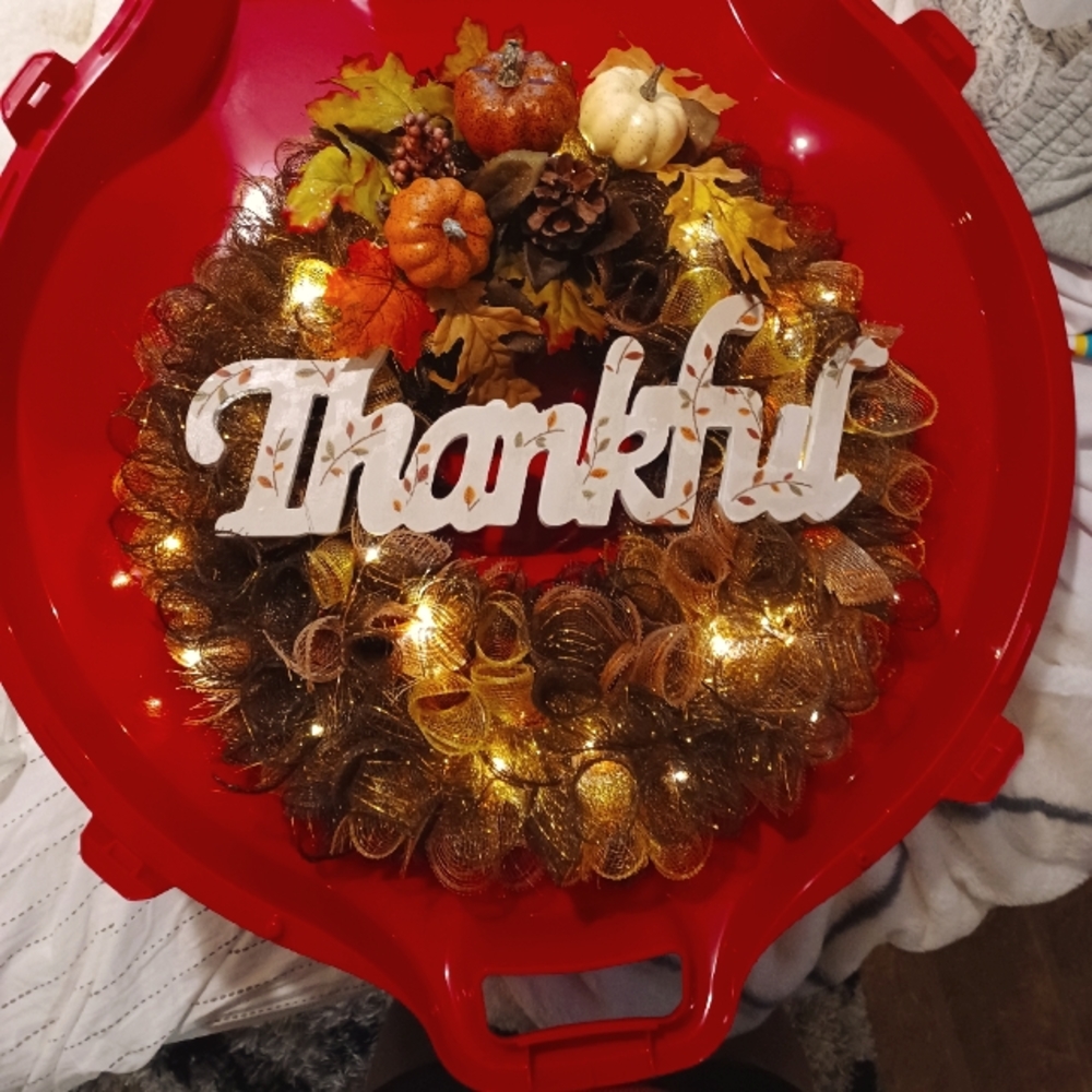 Handmade fall and thankfully wreath